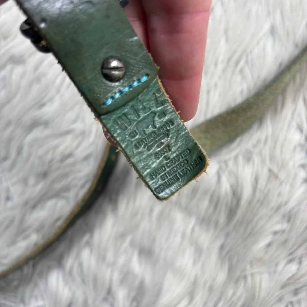 Will Leather Goods Women's L Green Leather Waist Belt Artsy Boho Artsy